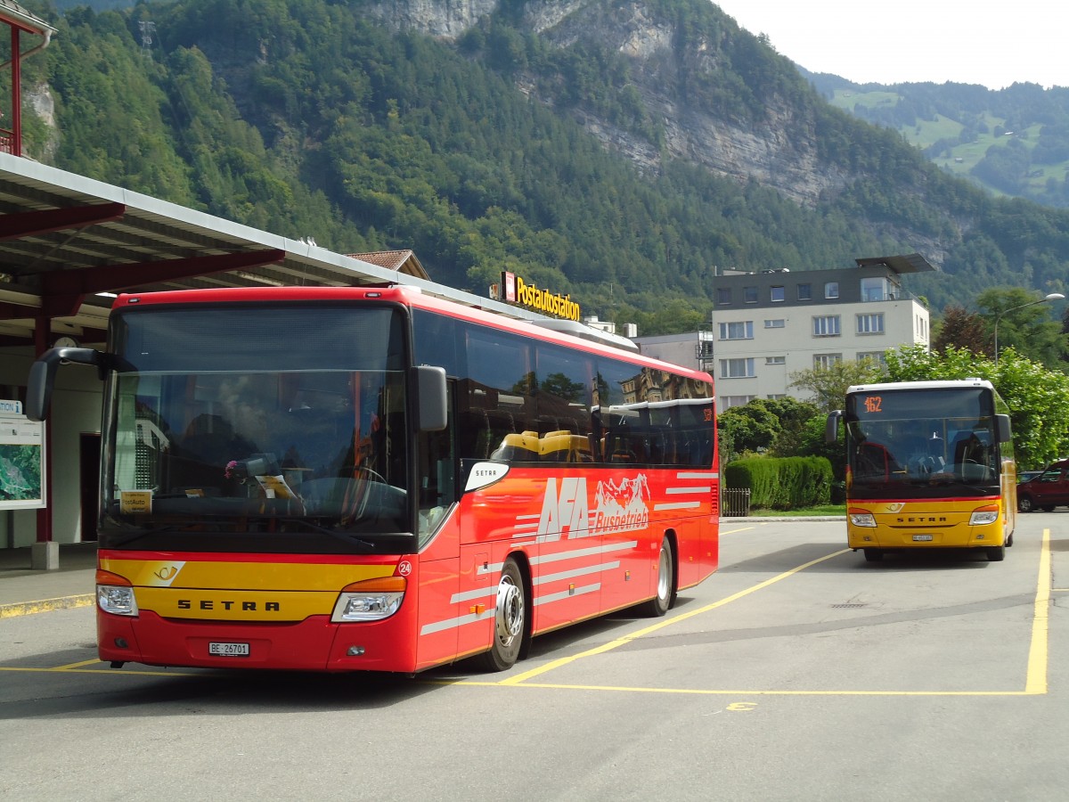 (146'999) - AFA Adelboden - Nr. 24/BE 26'701 - Setra am 2. September 2013 in Meiringen, Postautostation (Einsatz AVG M.)