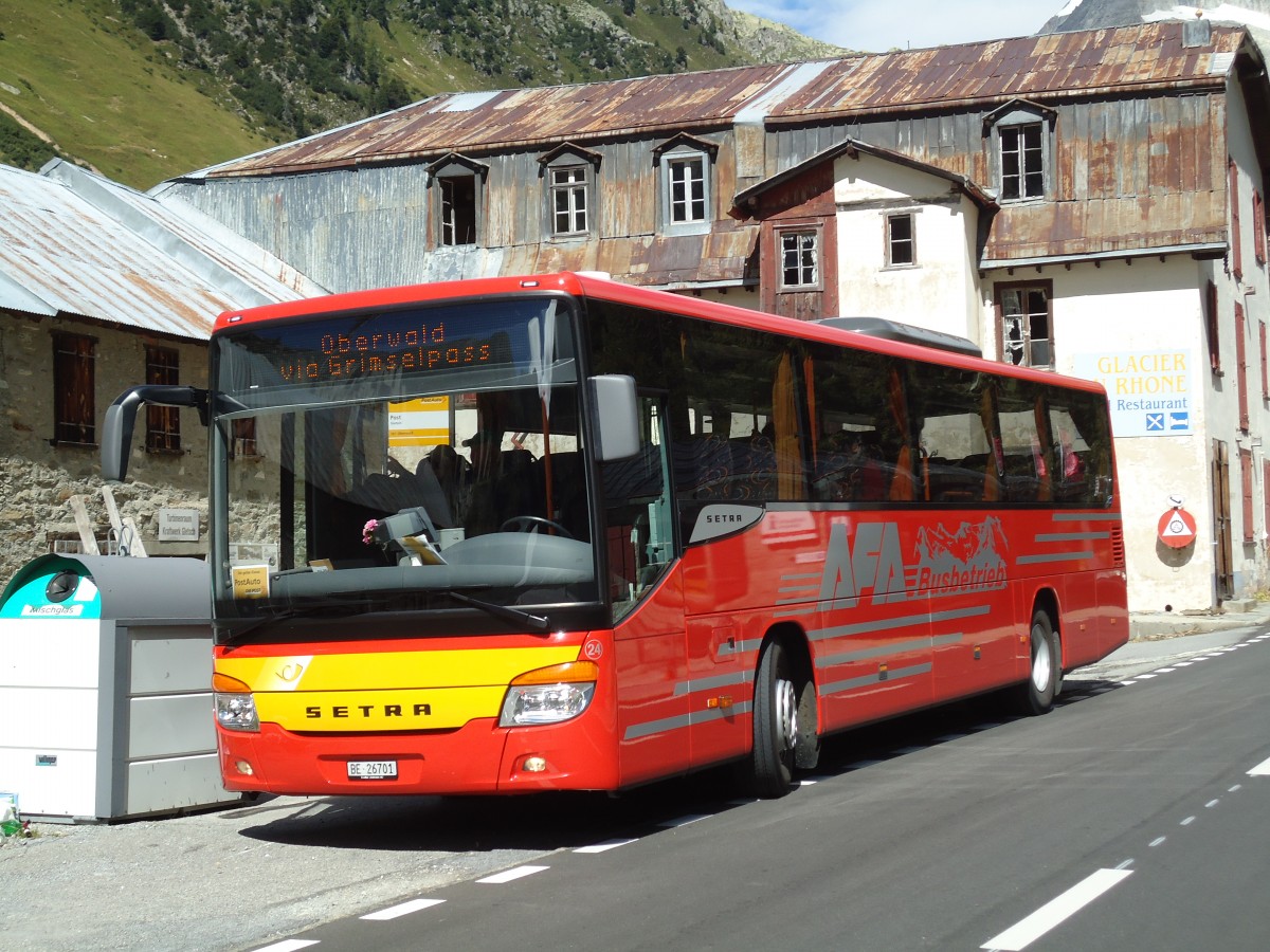 (147'020) - AFA Adelboden - Nr. 24/BE 26'701 - Setra am 2. September 2013 in Gletsch, Post (Einsatz AVG M.)