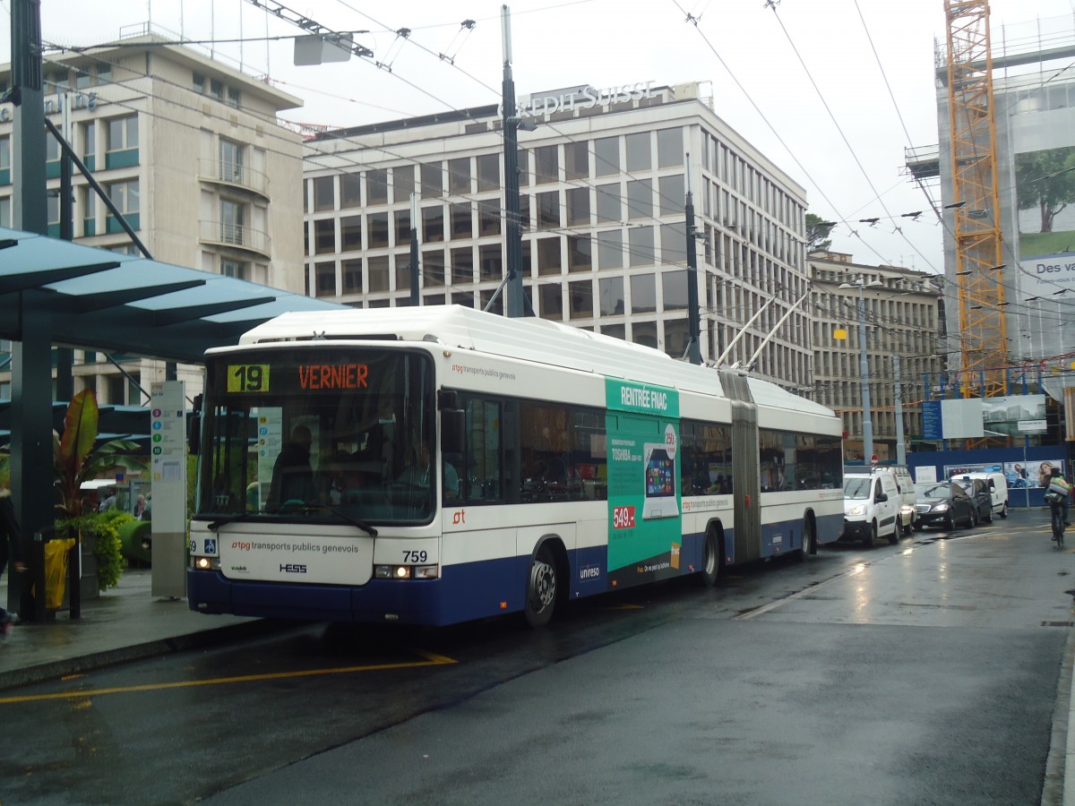 (147'183) - TPG Genve - Nr. 759 - Hess/Hess Gelenktrolleybus am 16. September 2013 in Genve, Bel-Air