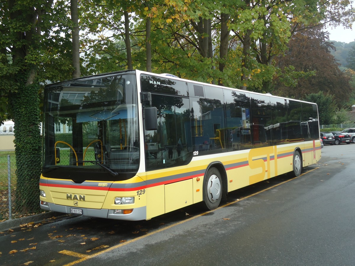 (147'424) - STI Thun - Nr. 129/BE 800'129 - MAN am 30. September 2013 bei der Schifflndte Thun