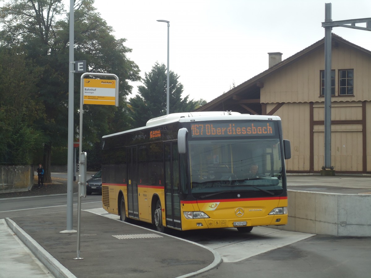 (147'435) - Lengacher, Wichtrach - Nr. 7/BE 619'491 - Mercedes am 30. September 2013 beim Bahnhof Mnsingen