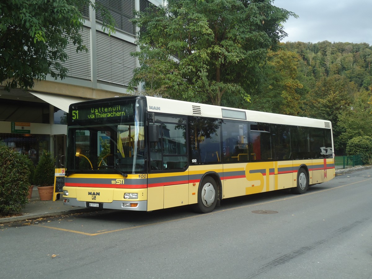 (147'464) - STI Thun - Nr. 100/BE 577'100 - MAN am 5. Oktober 2013 bei der Schifflndte Thun