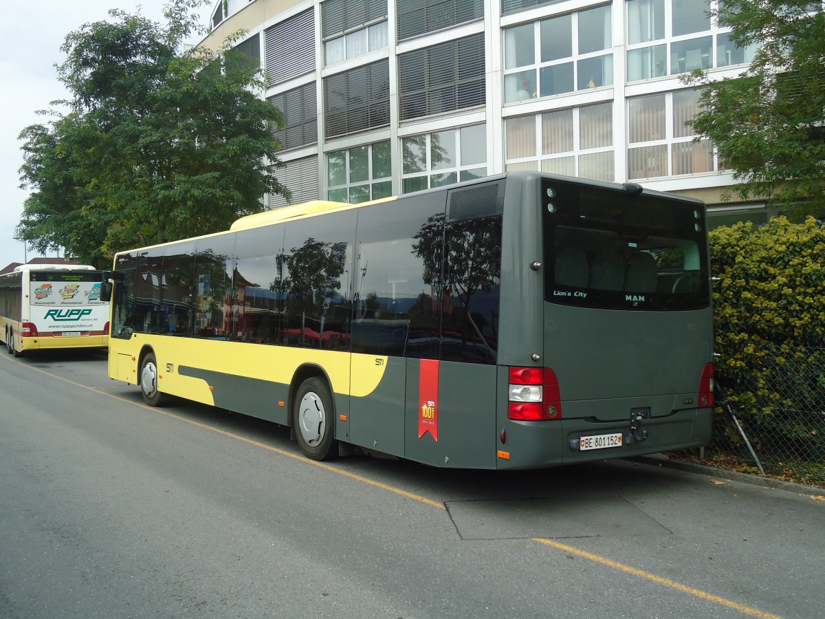 (147'529) - STI Thun - Nr. 152/BE 801'152 - MAN am 20. Oktober 2013 bei der Schifflndte Thun