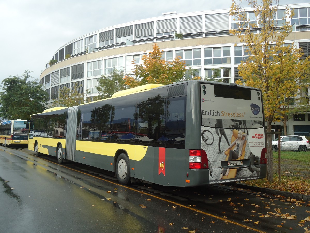 (147'552) - STI Thun - Nr. 141/BE 801'141 - MAN am 23. Oktober 2013 bei der Schifflndte Thun