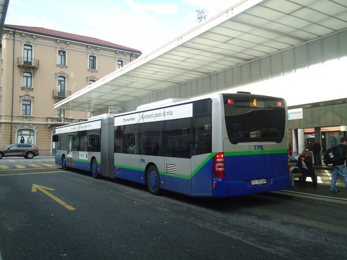 (147'694) - TPL Lugano - Nr. 406/TI 75'736 - Mercedes am 5. November 2013 in Lugano, Centro