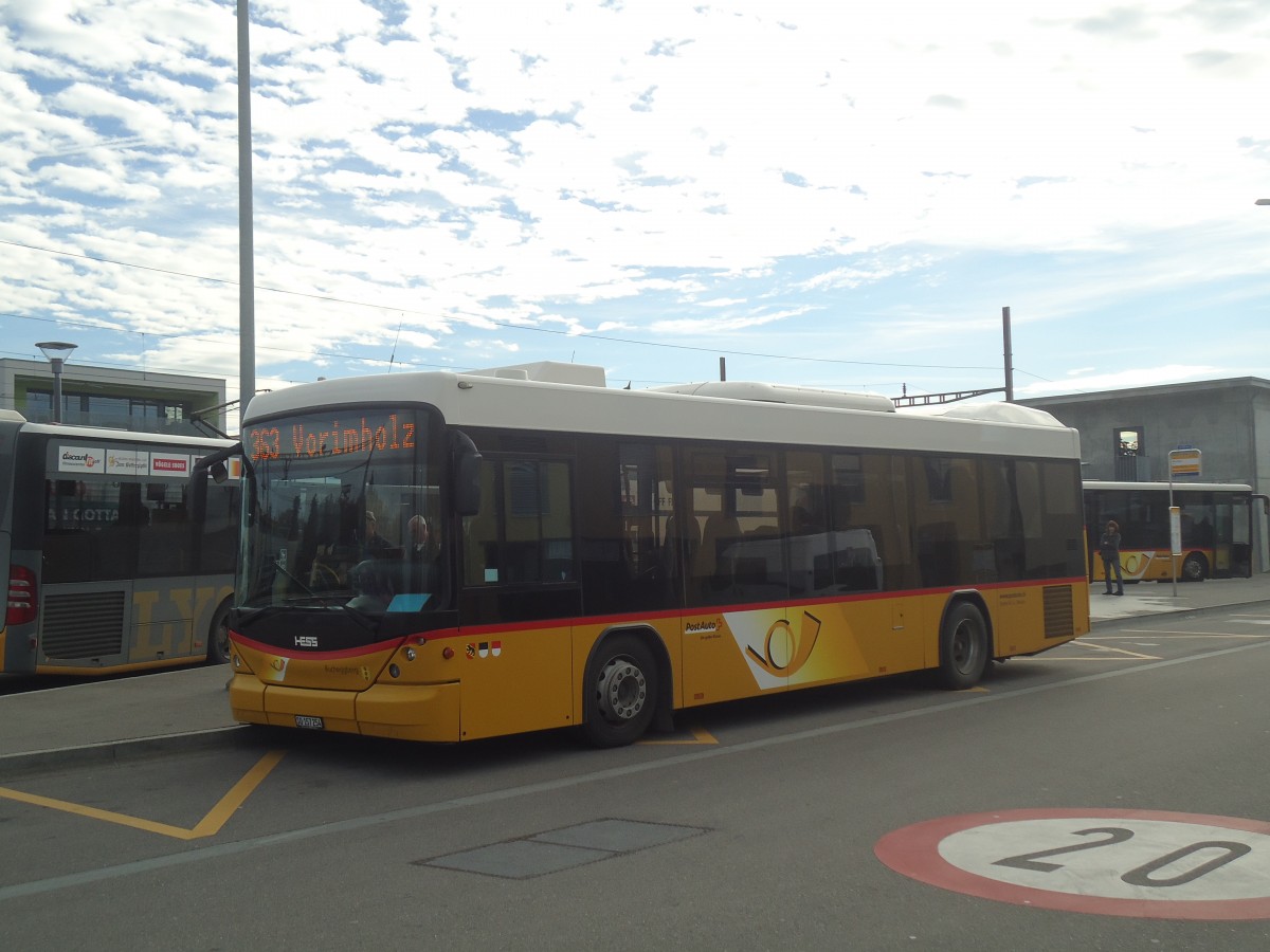 (147'897) - Steiner, Messen - SO 157'254 - Scania/Hess am 8. November 2013 beim Bahnhof Lyss