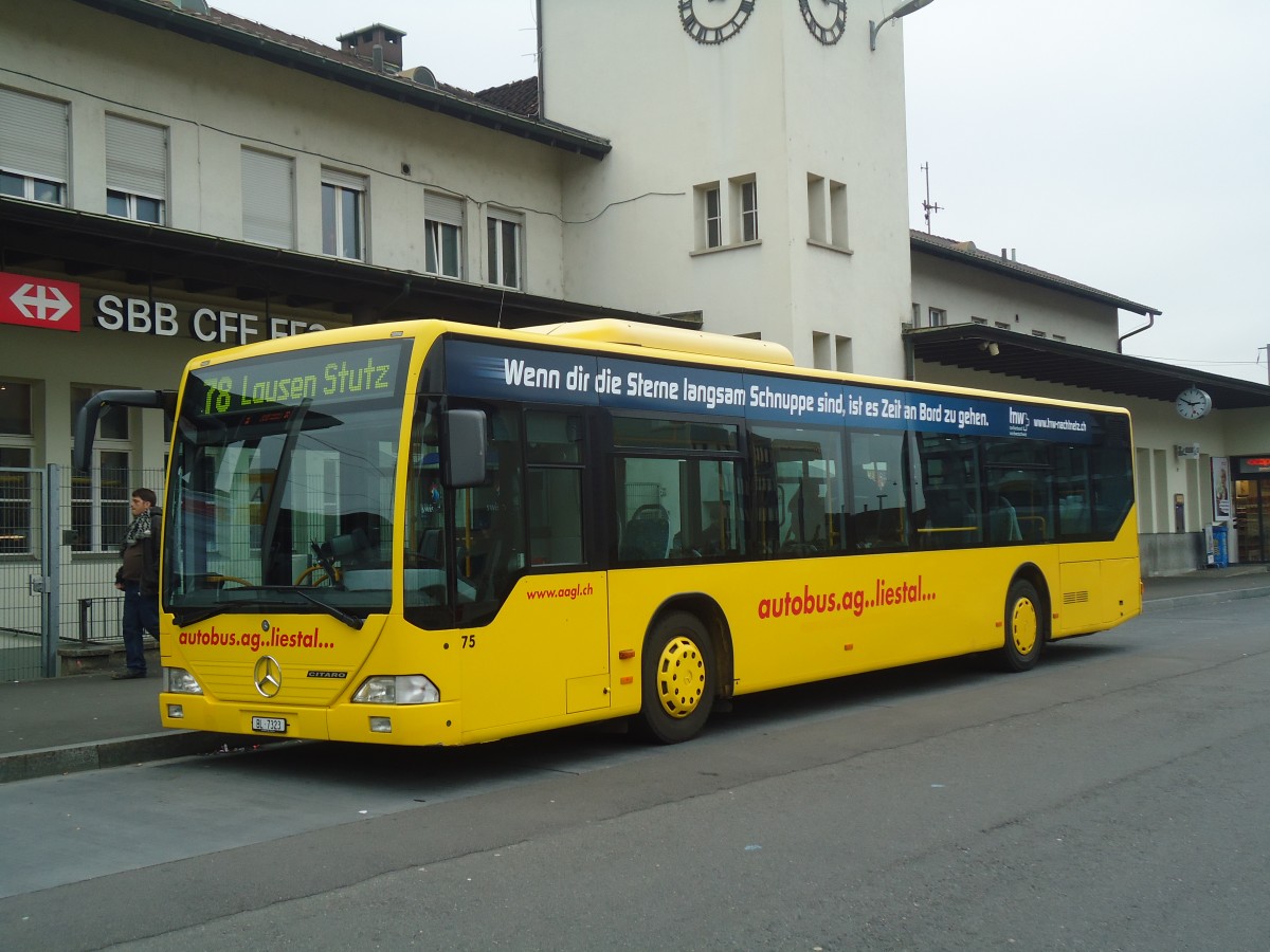 (148'090) - AAGL Liestal - Nr. 75/BL 7323 - Mercedes am 17. November 2013 beim Bahnhof Liestal