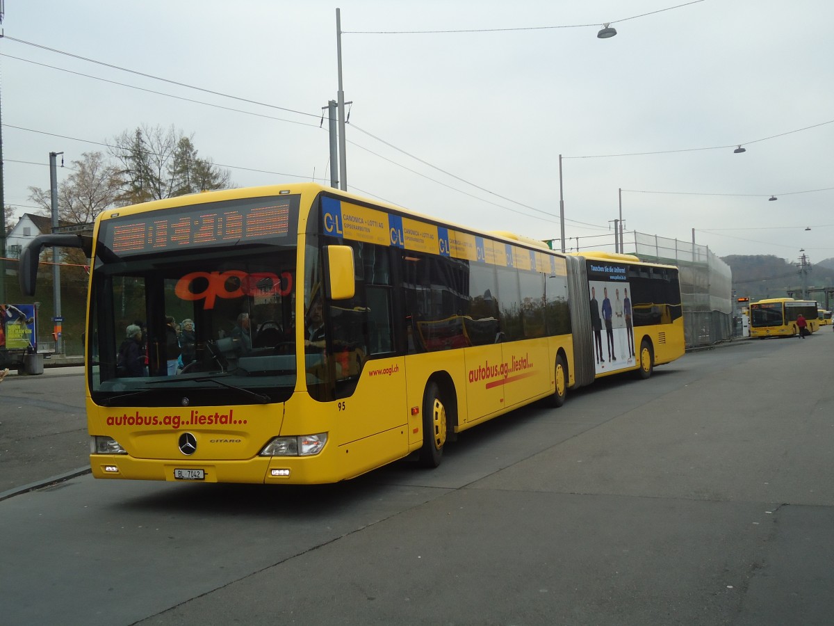 (148'109) - AAGL Liestal - Nr. 95/BL 7042 - Mercedes am 17. November 2013 beim Bahnhof Liestal