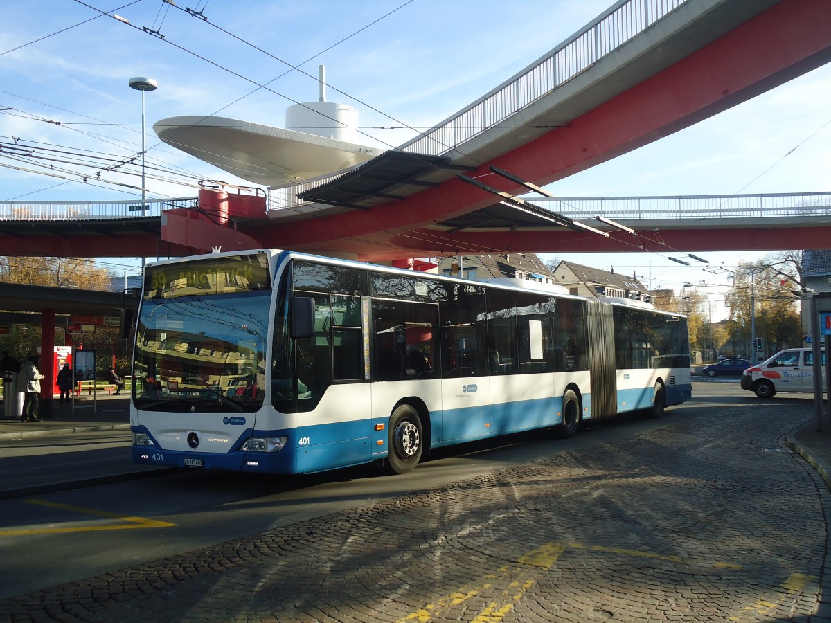 (148'265) - VBZ Zrich - Nr. 401/ZH 745'401 - Mercedes am 9. Dezember 2013 in Zrich, Bucheggplatz