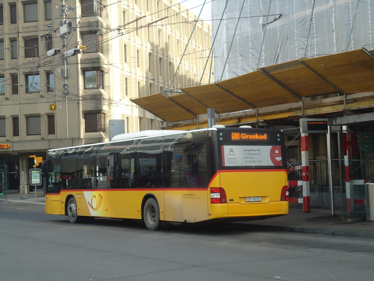 (148'418) - Steiger, Schlatt - Nr. 255/ZH 93'012 - MAN am 22. Dezember 2013 beim Hauptbahnhof Winterthur