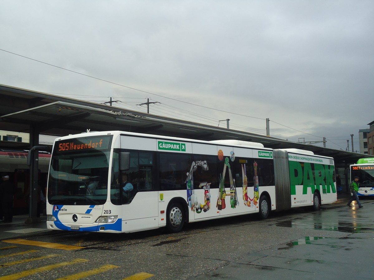 (148'447) - BOGG Wangen b.O. - Nr. 203/SO 157'072 - Mercedes am 25. Dezember 2013 beim Bahnhof Olten