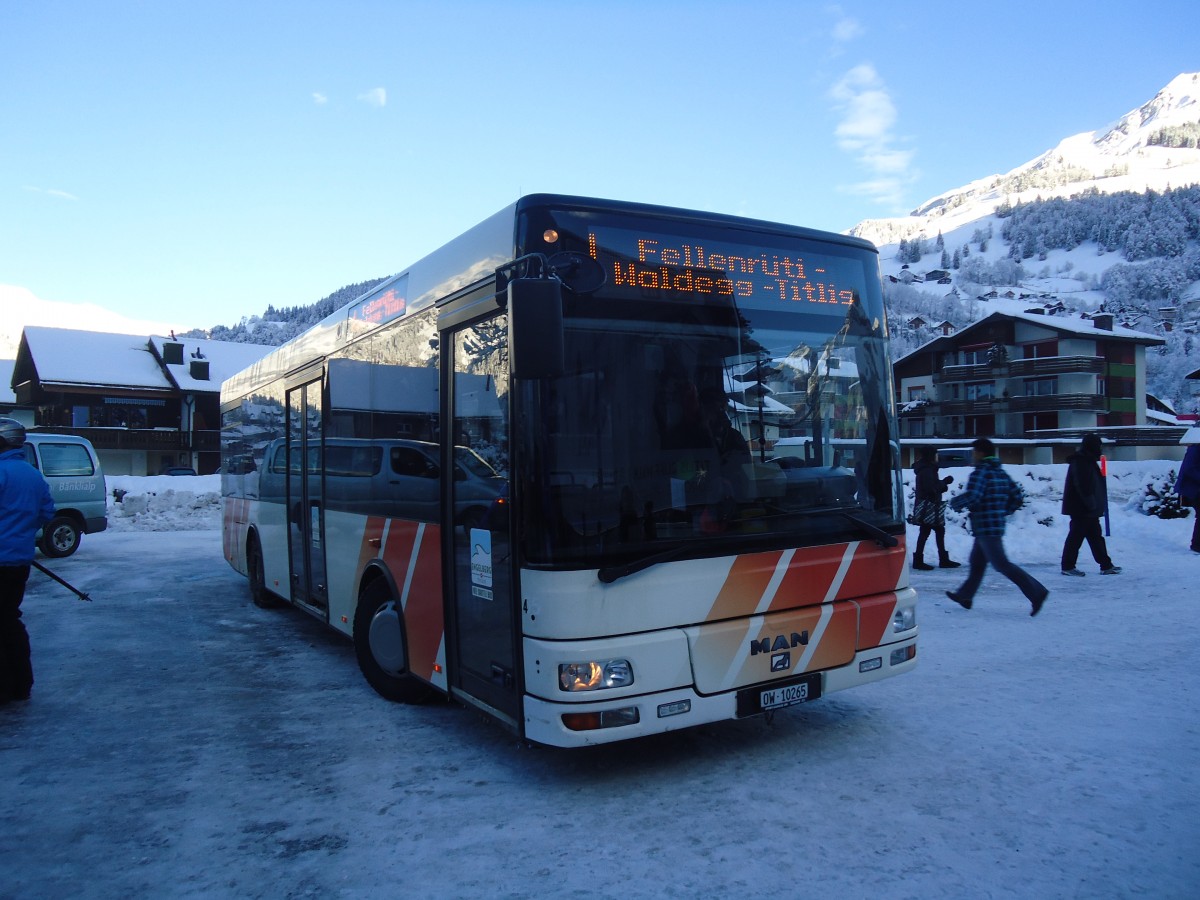 (148'513) - EAB Engelberg - Nr. 4/OW 10'265 - MAN/Gppel (ex AAGU Altdorf Nr. 55; ex Schultz, D-Herxheim) am 27. Dezember 2013 in Engelberg, Titlisbahnen