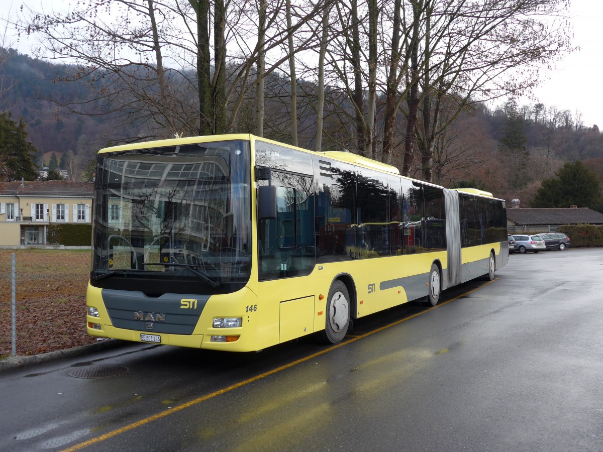 (148'634) - STI Thun - Nr. 146/BE 801'146 - MAN am 17. Januar 2014 bei der Schifflndte Thun