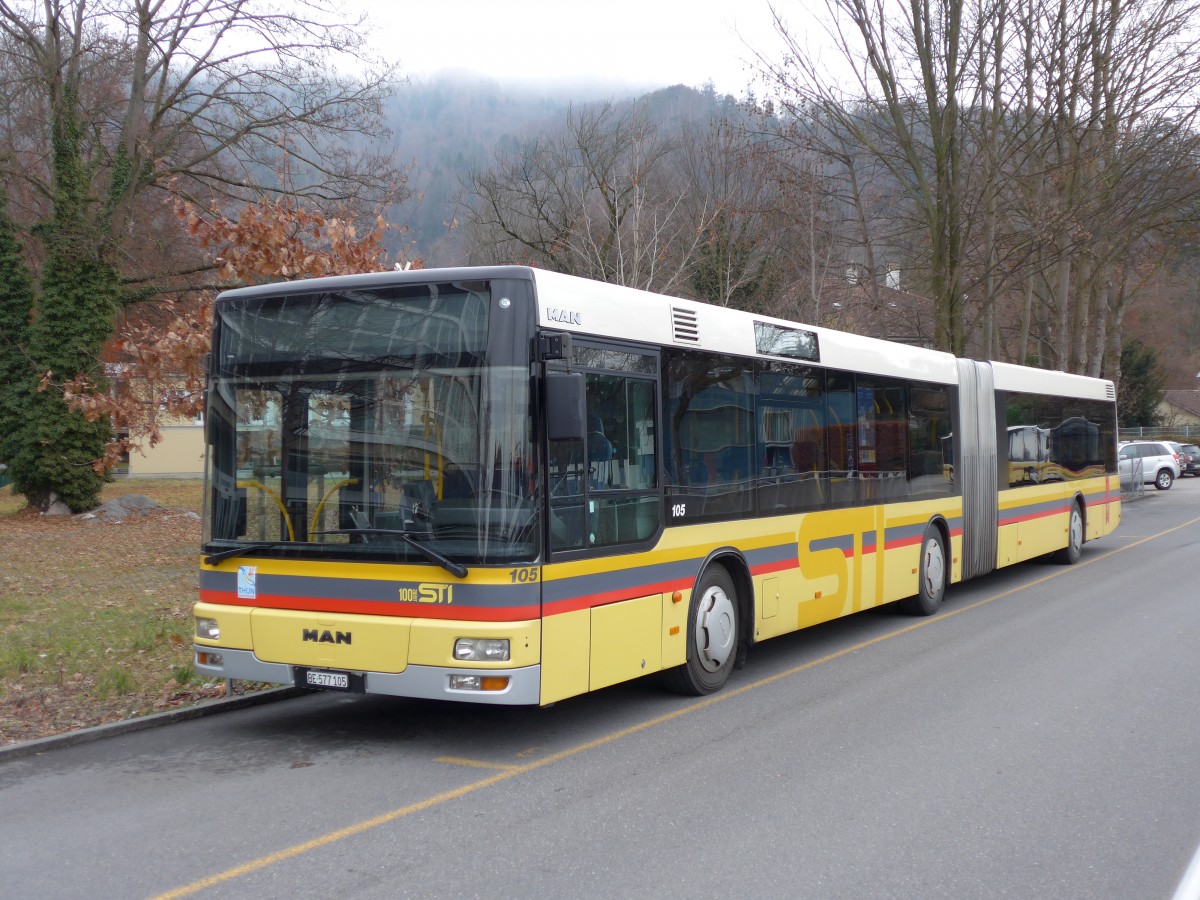 (148'638) - STI Thun - Nr. 105/BE 577'105 - MAN am 18. Januar 2014 bei der Schifflndte Thun