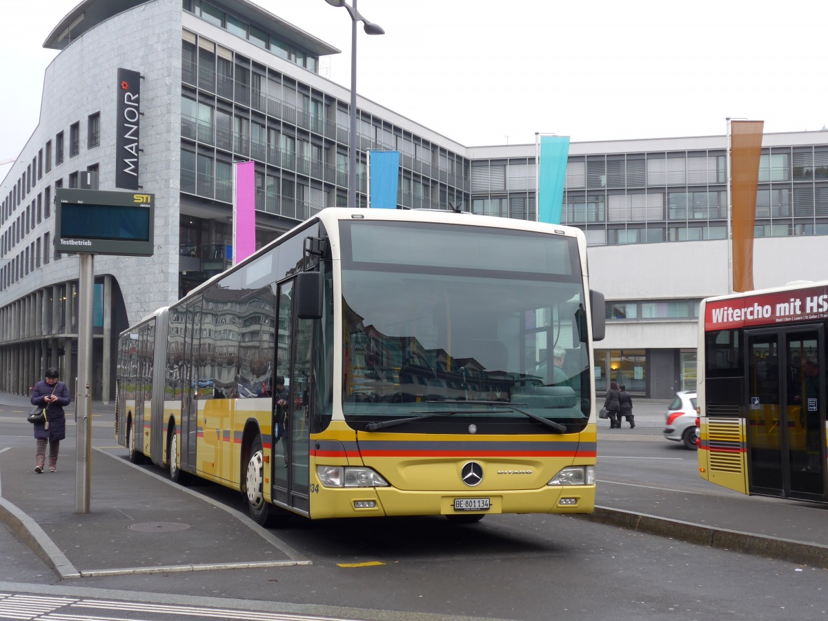 (148'650) - STI Thun - Nr. 134/BE 801'134 - Mercedes am 20. Januar 2014 beim Bahnhof Thun