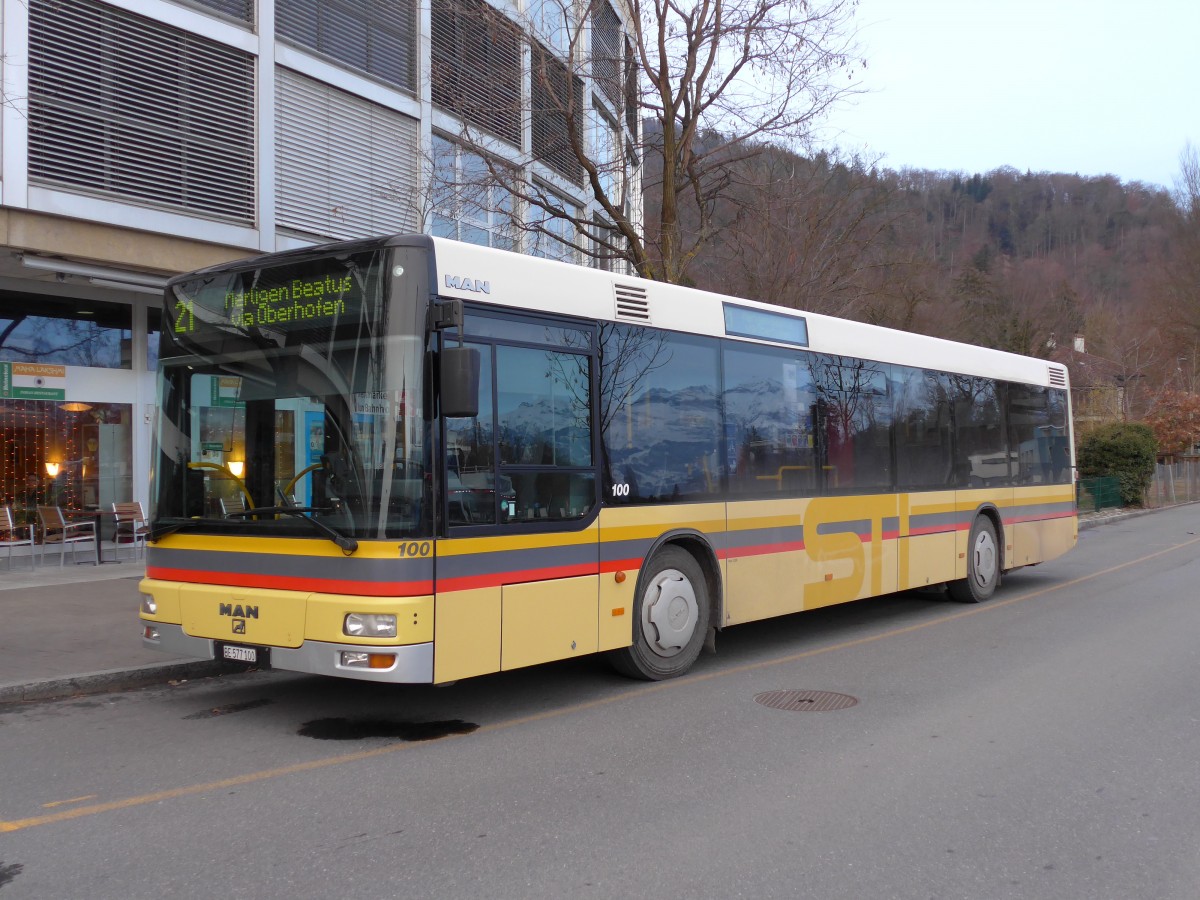 (148'654) - STI Thun - Nr. 100/BE 577'100 - MAN am 25. Januar 2014 bei der Schifflndte Thun