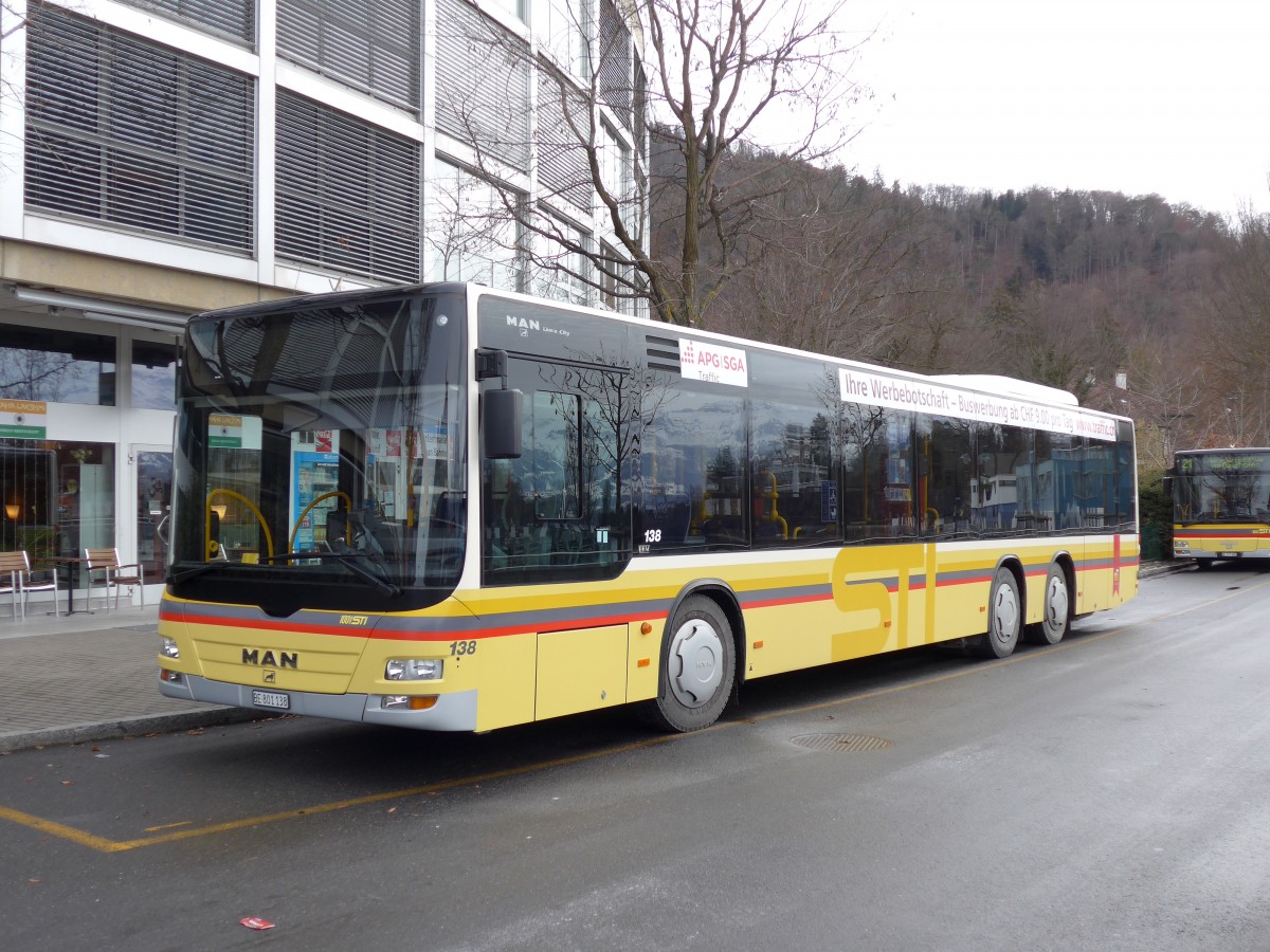 (148'660) - STI Thun - Nr. 138/BE 801'138 - MAN am 26. Januar 2014 bei der Schifflndte Thun