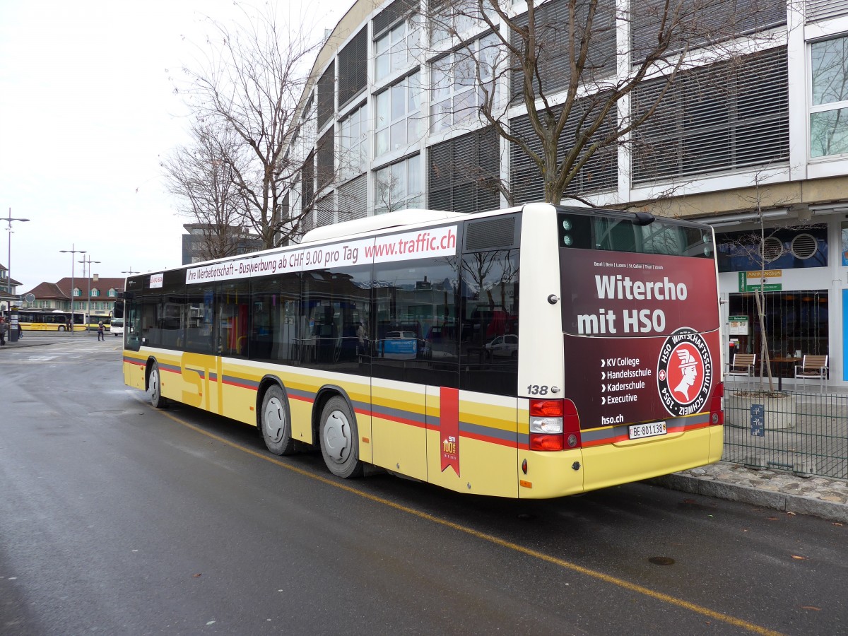 (148'661) - STI Thun - Nr. 138/BE 801'138 - MAN am 26. Januar 2014 bei der Schifflndte Thun