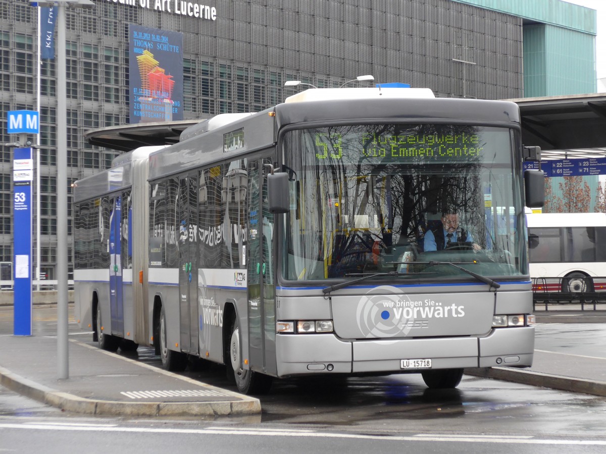 (148'885) - AAGR Rothenburg - Nr. 31/LU 15'718 - Scania/Hess am 16. Februar 2014 beim Bahnhof Luzern