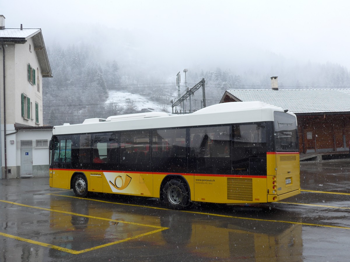 (149'075) - Fontana, Ilanz - Nr. 9/GR 50'209 - Scania/Hess am 1. Mrz 2014 beim Bahnhof Ilanz