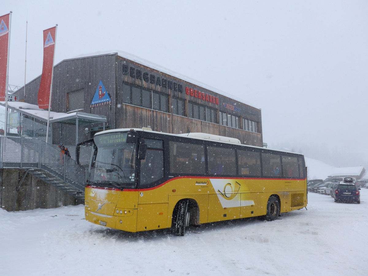 (149'077) - Fontana, Ilanz - Nr. 3/GR 80'800 - Volvo (ex Nr. 11) am 1. Mrz 2014 in Obersaxen, Meierhof Talstation