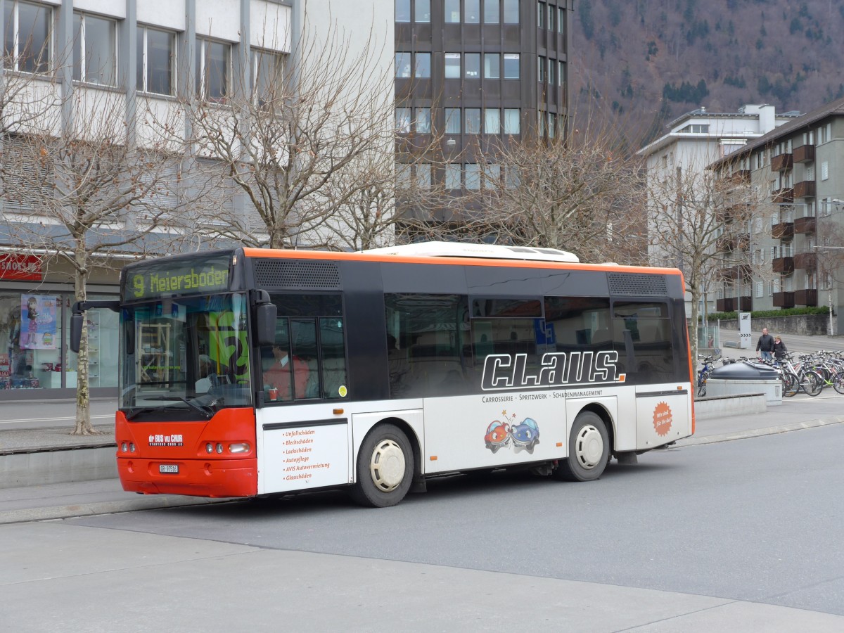 (149'127) - SBC Chur - Nr. 16/GR 97'516 - Neoplan (ex Nr. 120; ex Nr. 99; ex Nr. 112) am 1. Mrz 2014 beim Bahnhof Chur