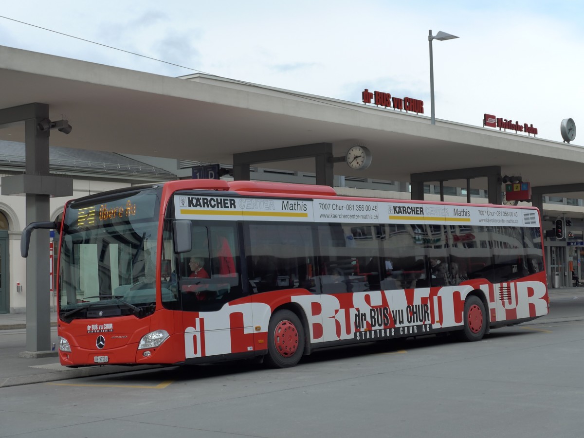 (149'151) - SBC Chur - Nr. 1/GR 97'501 - Mercedes am 1. Mrz 2014 beim Bahnhof Chur