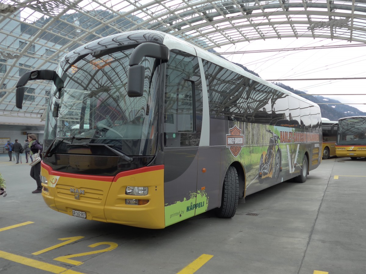 (149'169) - PostAuto Graubnden - GR 162'987 - MAN am 1. Mrz 2014 in Chur, Postautostation