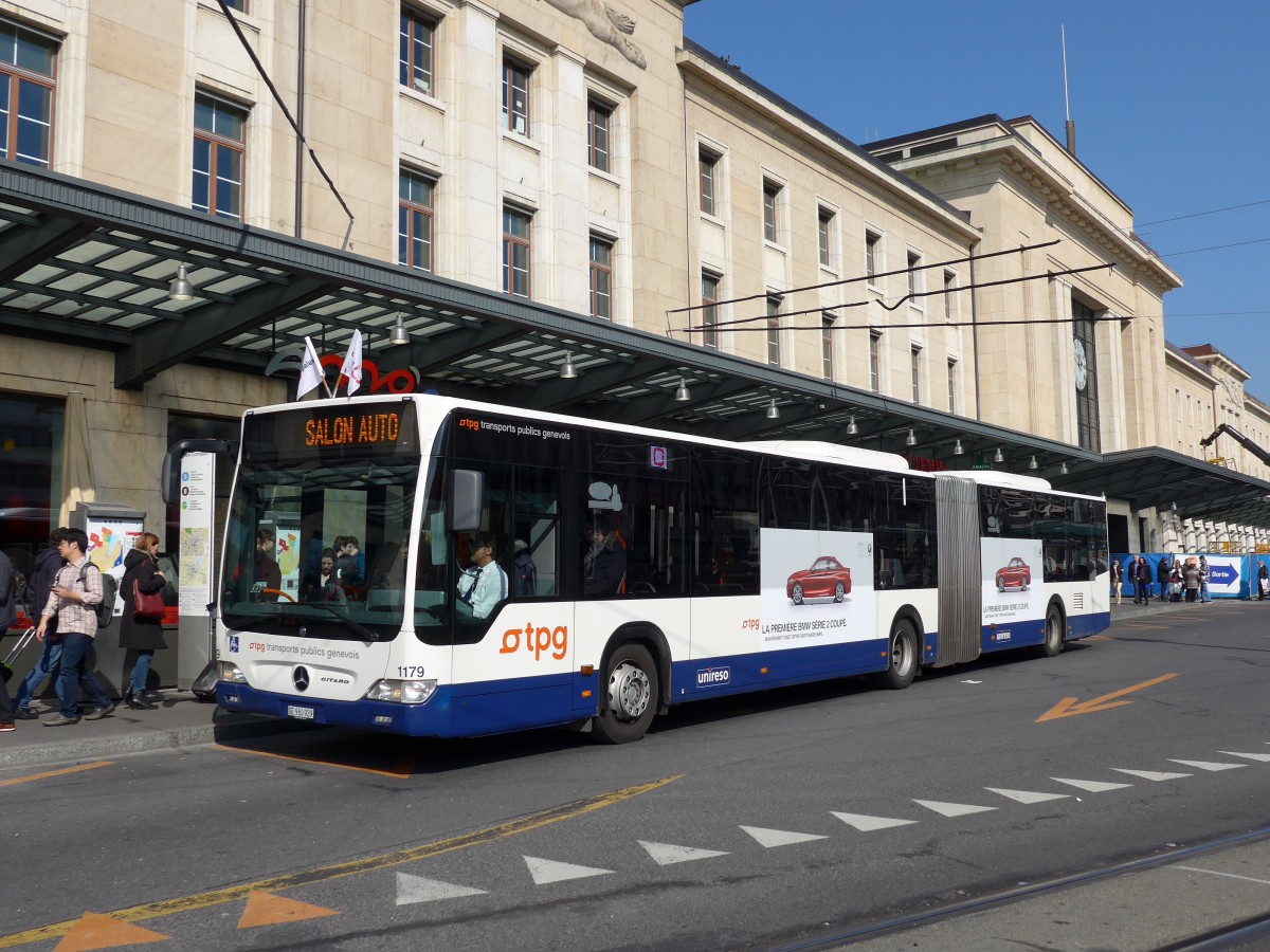 (149'226) - TPG Genve - Nr. 1179/GE 960'929 - Mercedes am 9. Mrz 2014 beim Bahnhof Genve