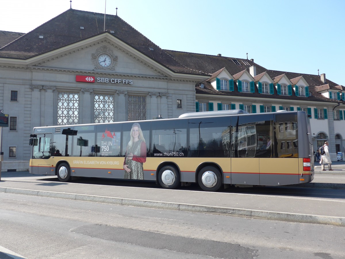 (149'295) - STI Thun - Nr. 149/BE 801'149 - MAN am 12. Mrz 2014 beim Bahnhof Thun