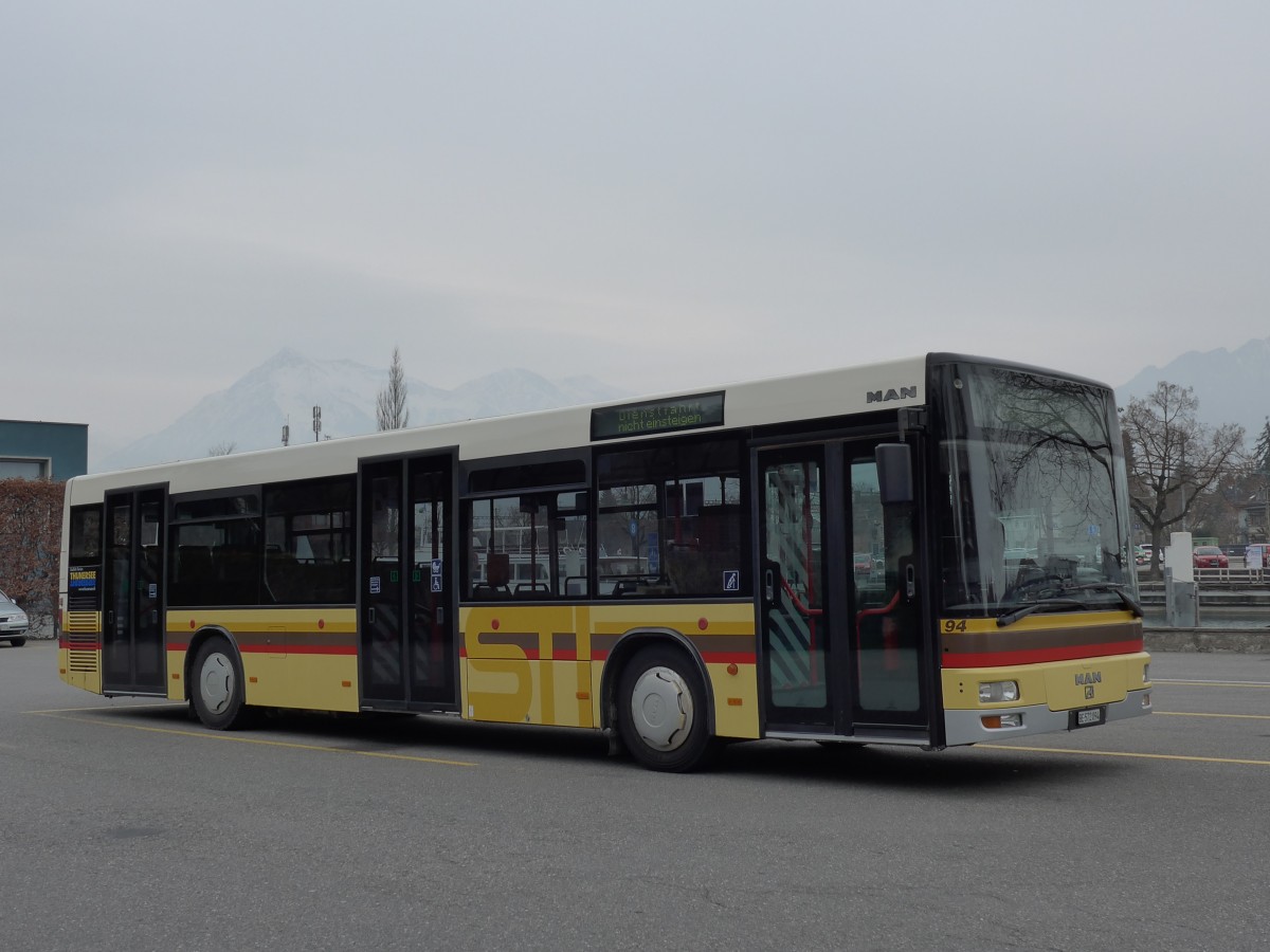 (149'349) - STI Thun - Nr. 94/BE 572'094 - MAN am 15. Mrz 2014 bei der Schifflndte Thun