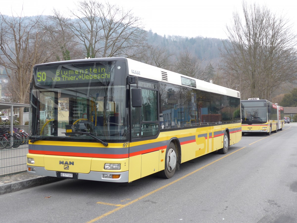 (149'355) - STI Thun - Nr. 97/BE 577'097 - MAN am 15. Mrz 2014 bei der Schifflndte Thun