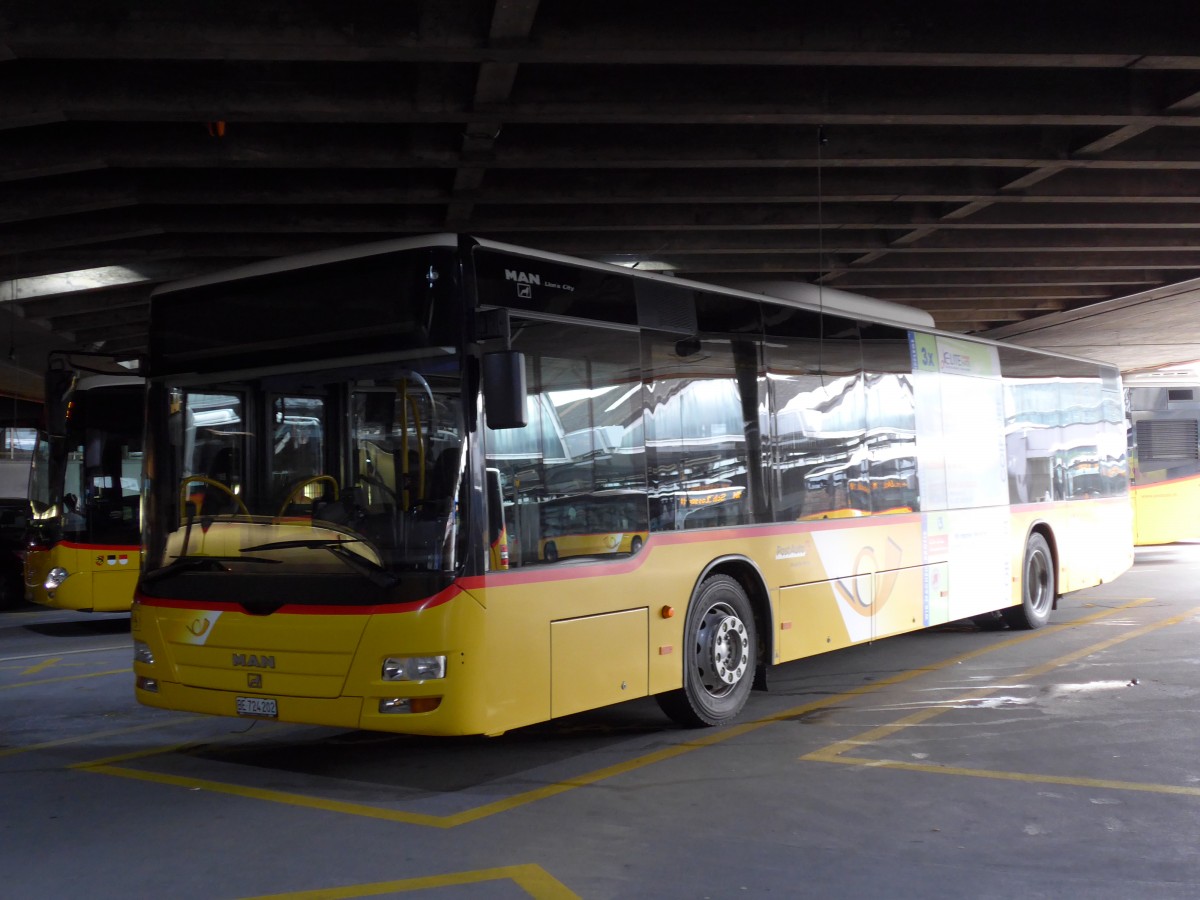 (149'380) - PostAuto Bern - Nr. 202/BE 724'202 - MAN (ex RBS Worblaufen Nr. 202) am 23. Mrz 2014 in Bern, Postautostation