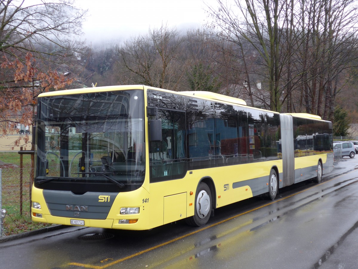 (149'386) - STI Thun - Nr. 141/BE 801'141 - MAN am 23. Mrz 2014 bei der Schifflndte Thun