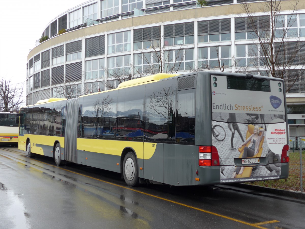 (149'388) - STI Thun - Nr. 141/BE 801'141 - MAN am 23. Mrz 2014 bei der Schifflndte Thun