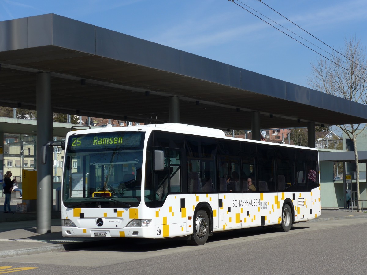 (149'416) - SB Schaffhausen - Nr. 28/SH 54'328 - Mercedes am 29. Mrz 2014 beim Bahnhof Schaffhausen