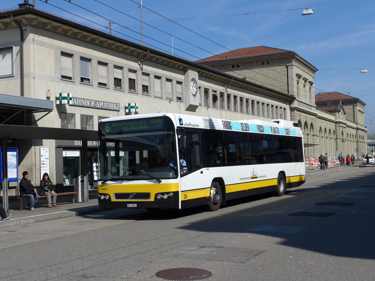 (149'422) - VBSH Schaffhausen - Nr. 26/SH 38'026 - Volvo am 29. Mrz 2014 beim Bahnhof Schaffhausen