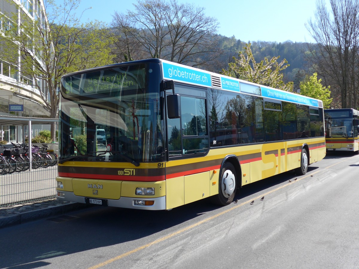 (149'657) - STI Thun - Nr. 91/BE 572'091 - MAN am 17. April 2014 bei der Schifflndte Thun