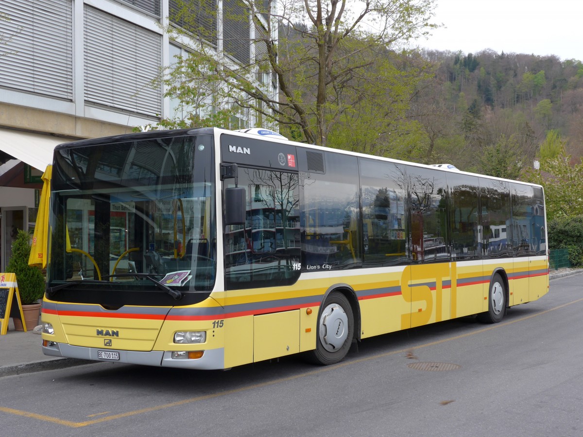 (149'662) - STI Thun - Nr. 115/BE 700'115 - MAN am 18. April 2014 bei der Schifflndte Thun