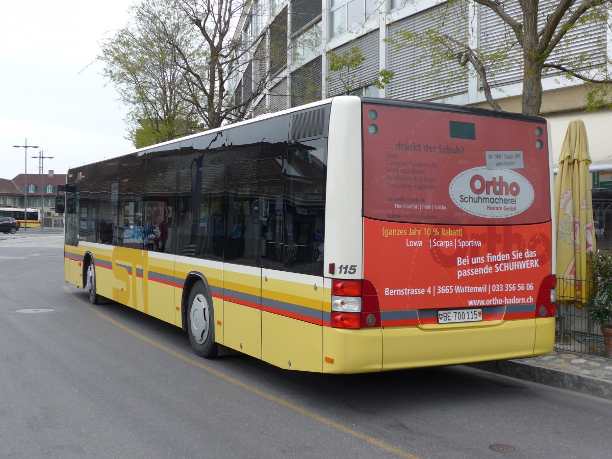 (149'663) - STI Thun - Nr. 115/BE 700'115 - MAN am 18. April 2014 bei der Schifflndte Thun