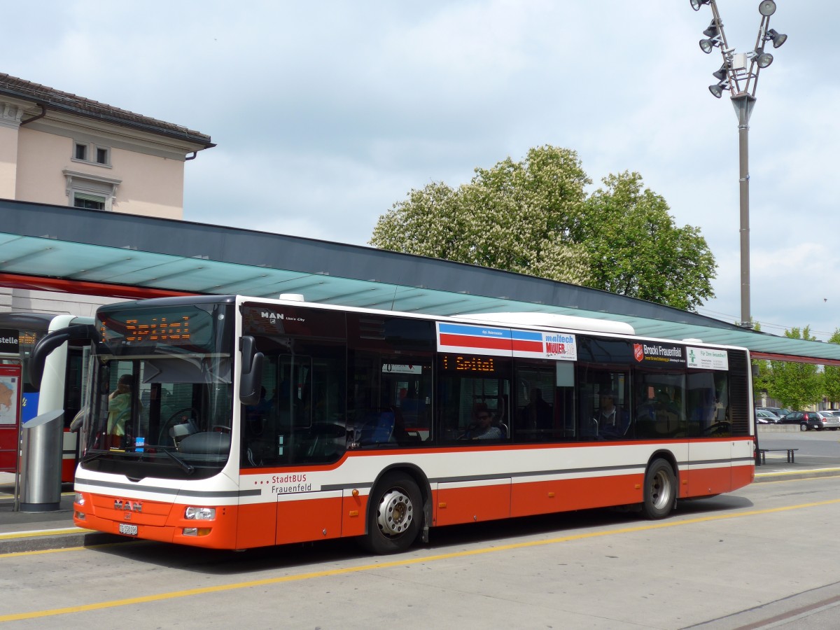 (149'709) - PostAuto Ostschweiz - TG 158'096 - MAN am 21. April 2014 beim Bahnhof Frauenfeld