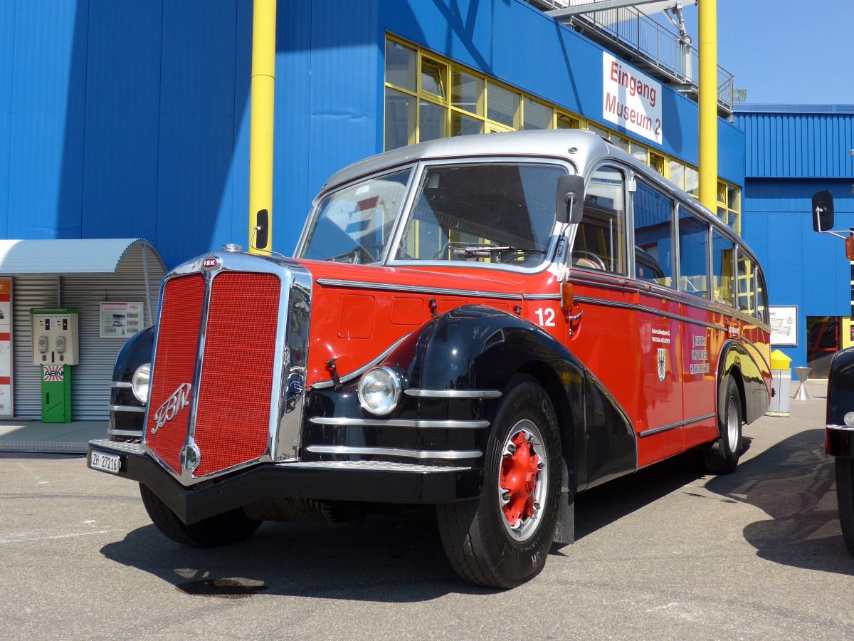 (149'937) - Aus der Schweiz: Meier, Grt - Nr. 12/ZH 27'216 - FBW/R&J (ex Wespe, Altsttten; ex AFA Adelboden Nr. 12) am 25. April 2014 in Sinsheim, Museum