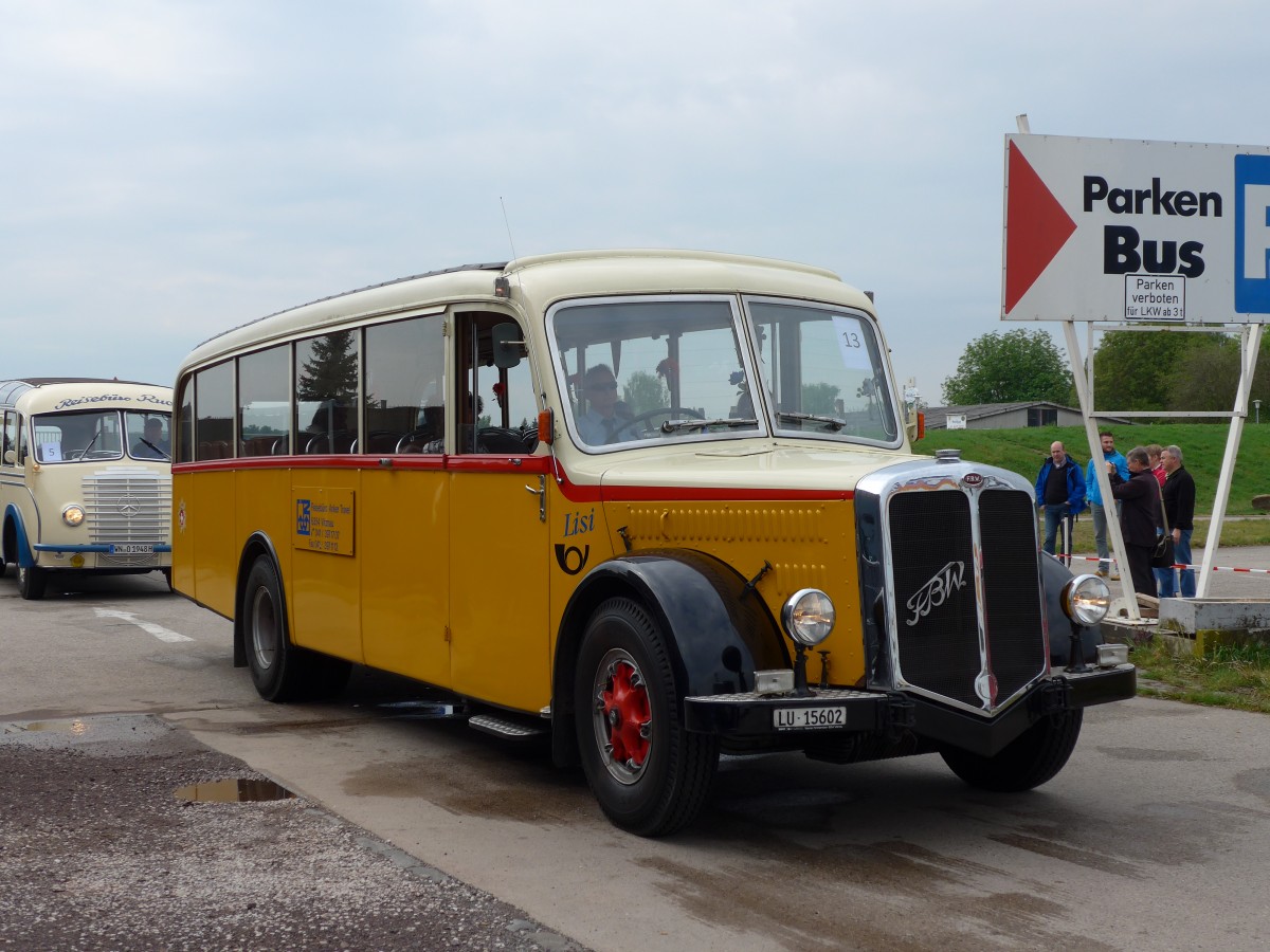 (150'164) - Aus der Schweiz: Zimmermann, Vitznau - LU 15'602 - FBW/Eggli (ex M+79'520; ex P 23'048; ex P 2172) am 26. April 2014 in Speyer, Technik-Museum