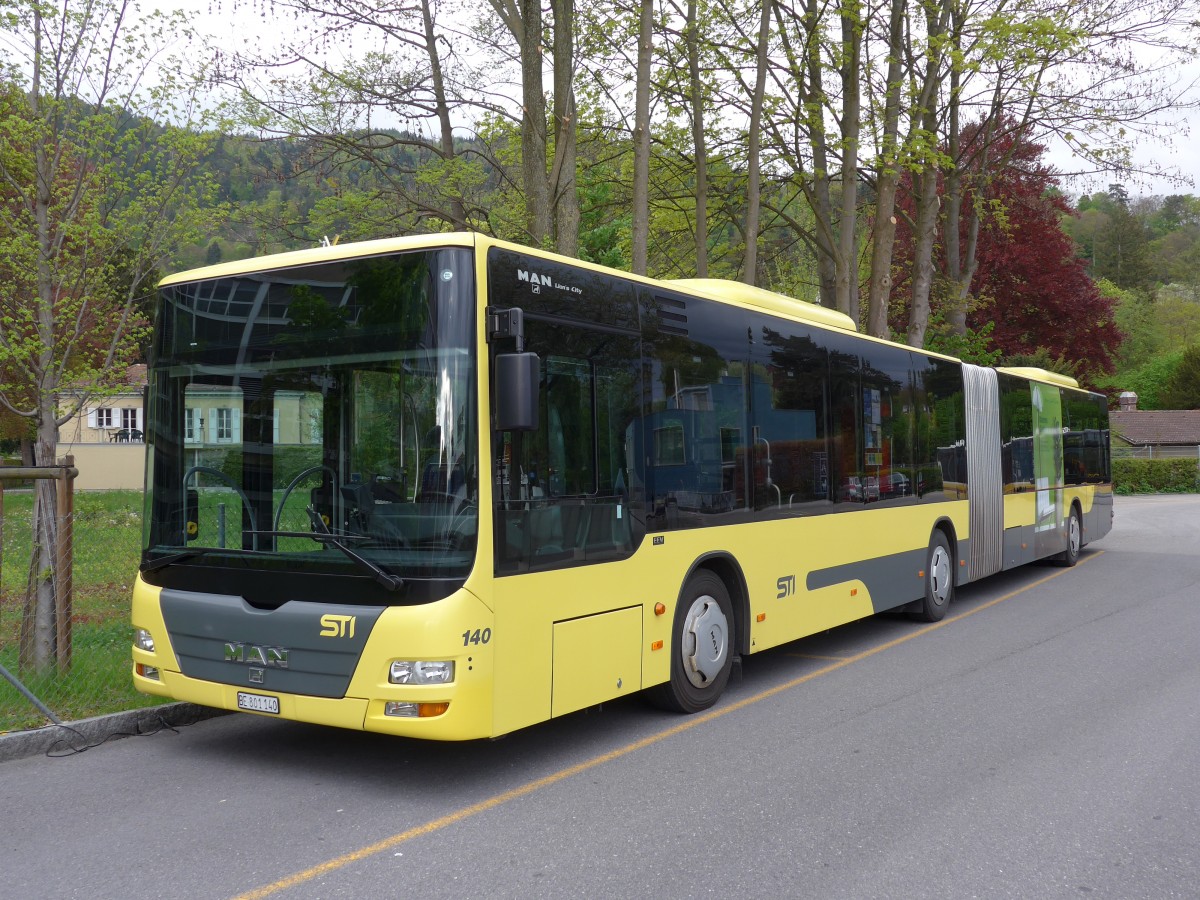 (150'517) - STI Thun - Nr. 140/BE 801'140 - MAN am 1. Mai 2014 bei der Schifflndte Thun