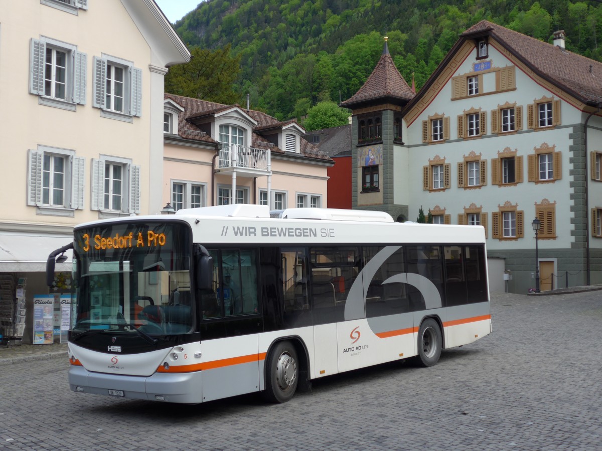 (150'528) - AAGU Altdorf - Nr. 5/UR 9329 - Scania/Hess am 10. Mai 2014 in Altdorf, Telldenkmal