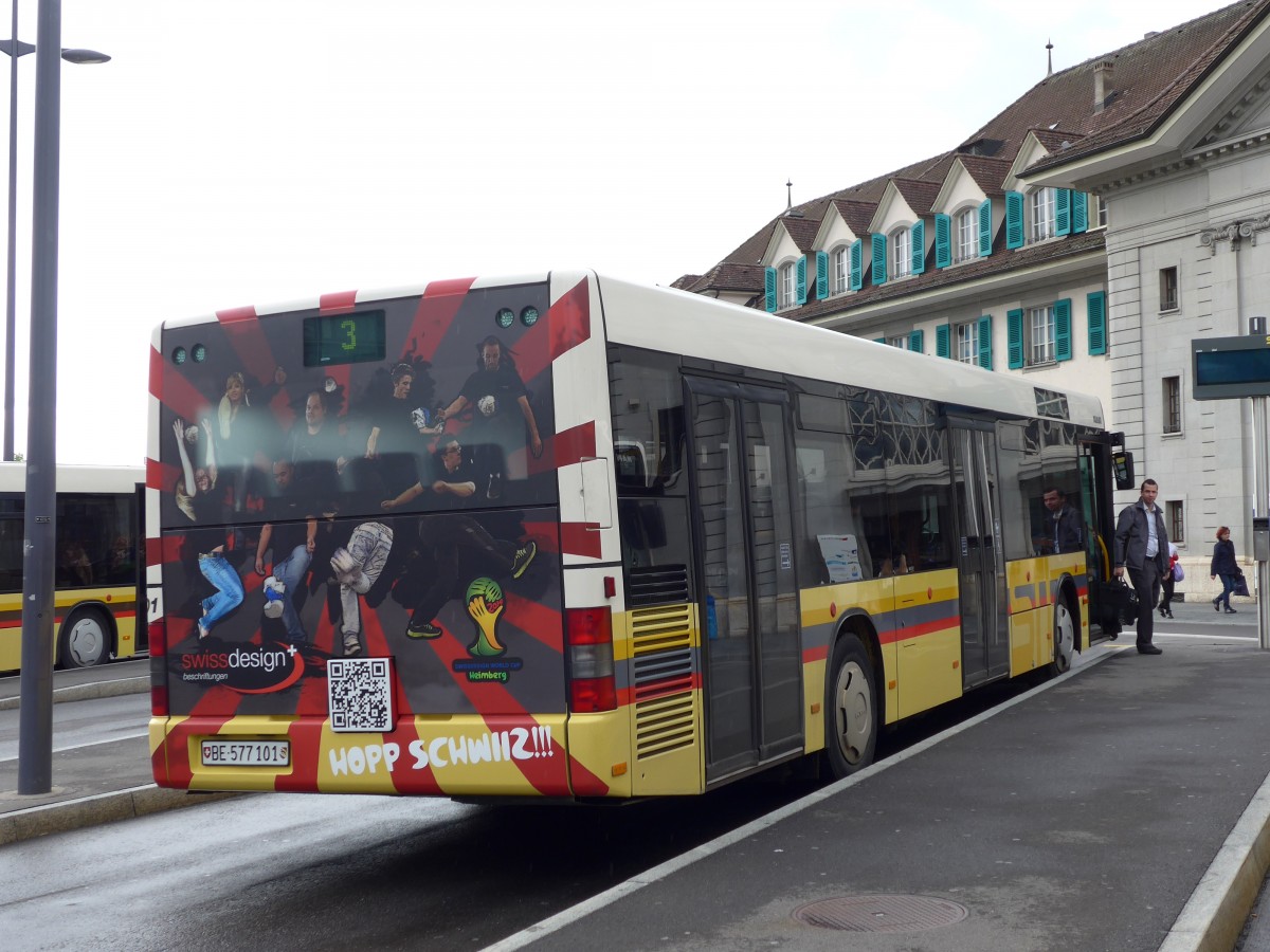 (150'652) - STI Thun - Nr. 101/BE 577'101 - MAN am 12. Mai 2014 beim Bahnhof Thun