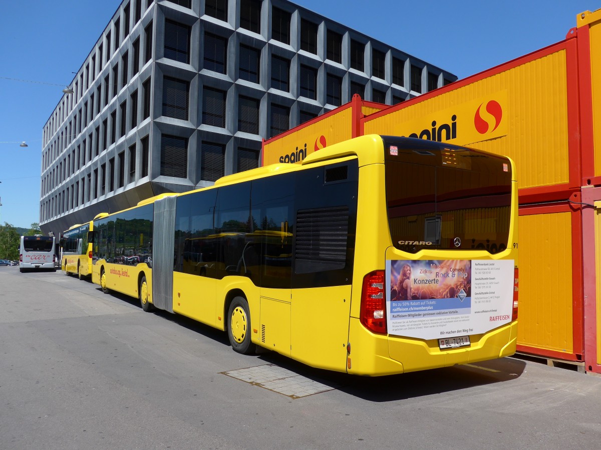 (150'723) - AAGL Liestal - Nr. 91/BL 7421 - Mercedes am 18. Mai 2014 beim Bahnhof Liestal