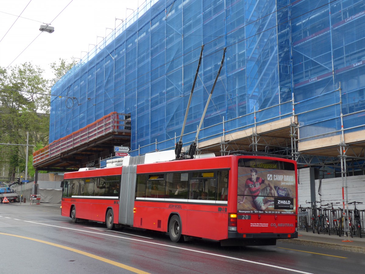 (150'768) - Bernmobil, Bern - Nr. 20 - NAW/Hess Gelenktrolleybus am 26. Mai 2014 in Bern, Schanzenstrasse