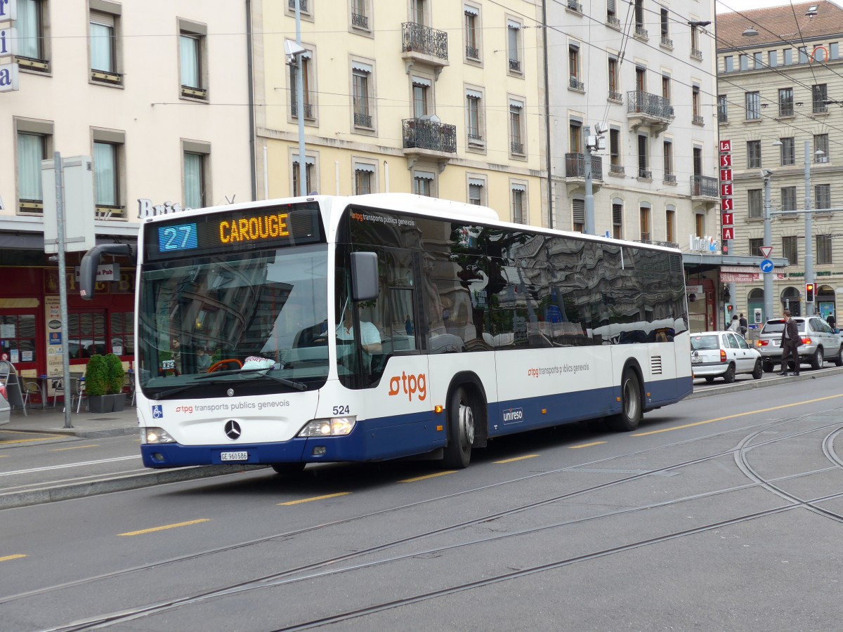 (150'771) - TPG Genve - Nr. 524/GE 960'586 - Mercedes am 26. Mai 2014 beim Bahnhof Genve