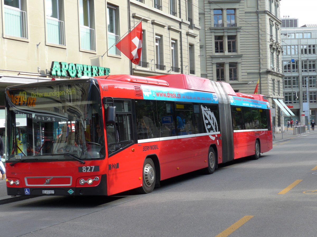 (150'978) - Bernmobil, Bern - Nr. 827/BE 612'827 - Volvo am 28. Mai 2014 in Bern, Hirschengraben